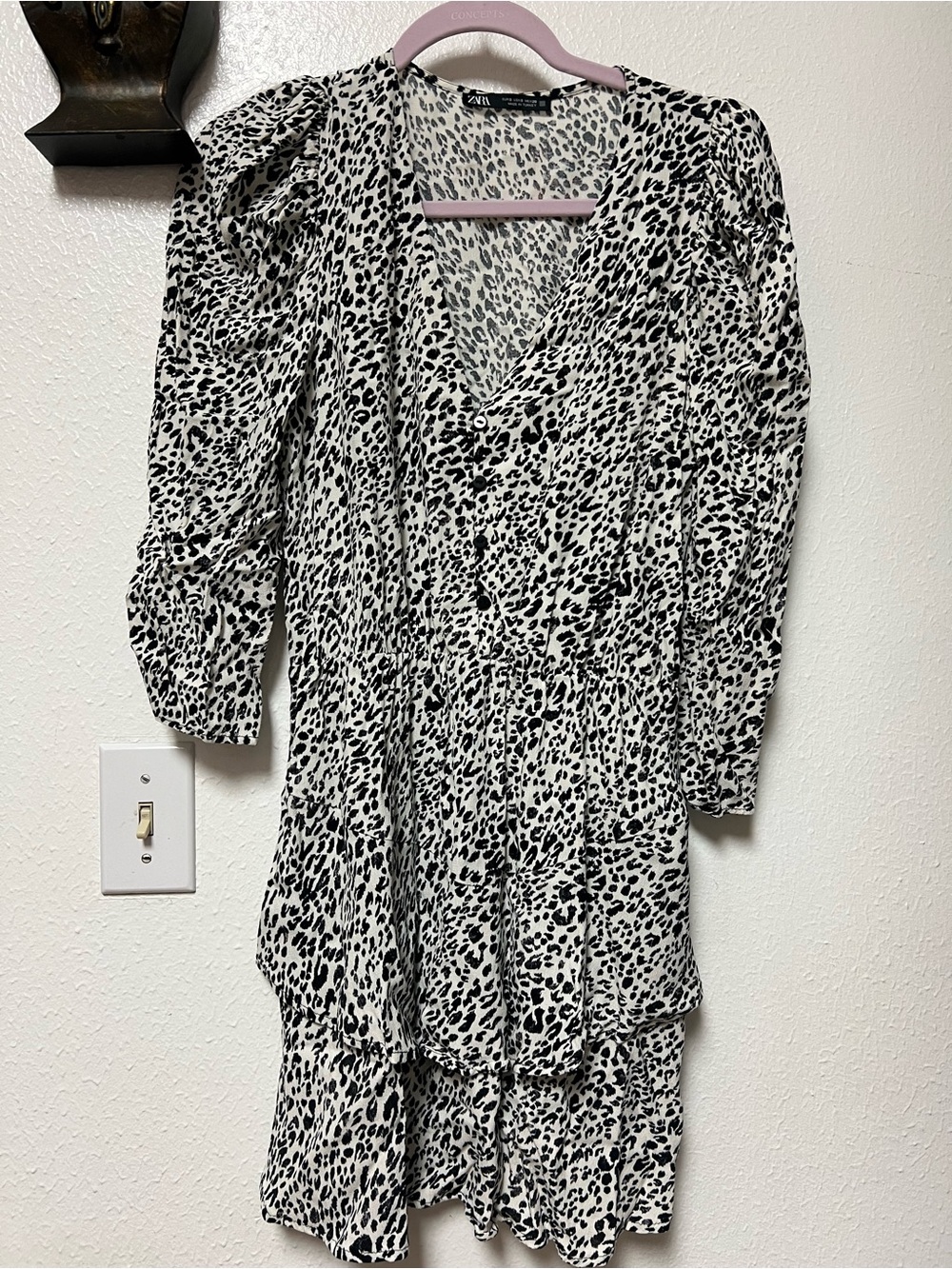Zara Black and White Leopard Print Top